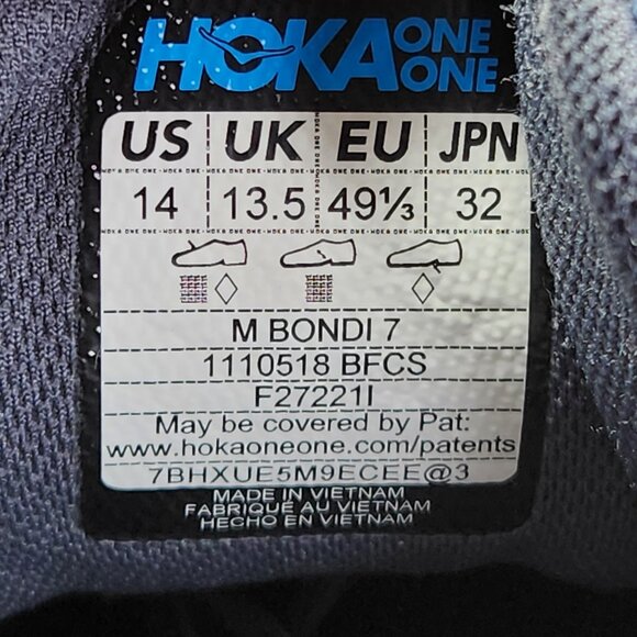 Hoka Bondi 7 Mens Gray Running Shoes Sneakers Size 14 - Picture 9 of 9